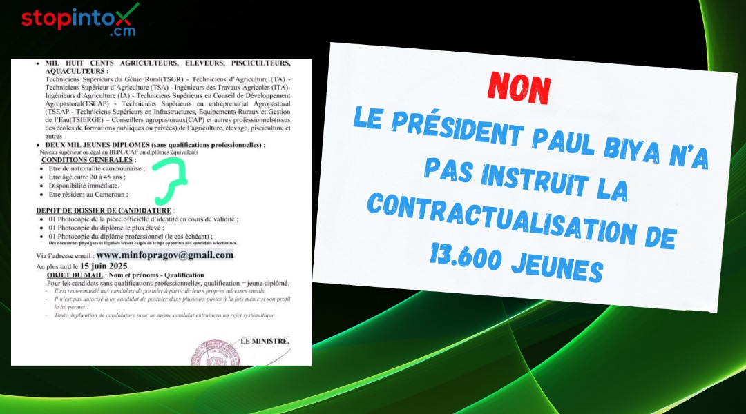 contractualisation des jeunes fonction publique Cameroun